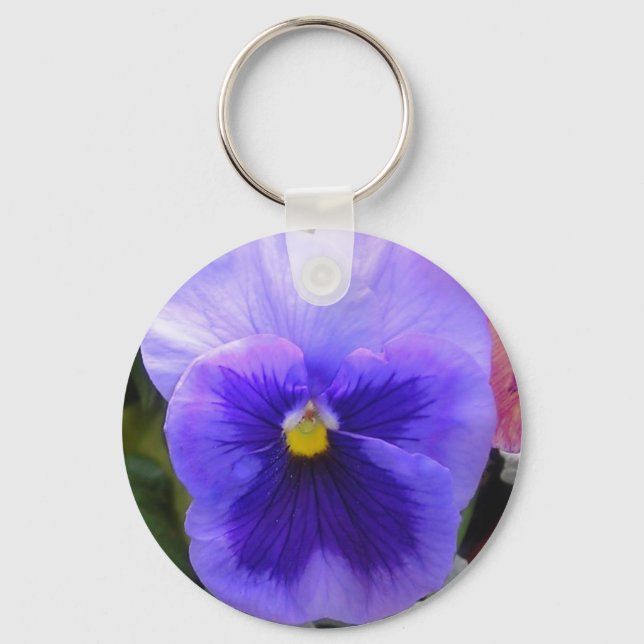 blue pansy keychain (Front)