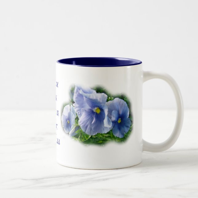 Blue Pansy Mug-customize and personalize Two-Tone Coffee Mug (Right)