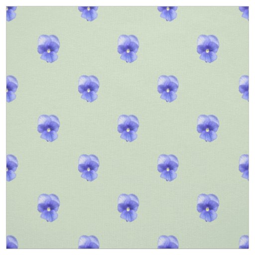 Blue Pansy on Mint - Fabric