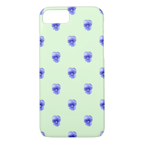 Blue Pansy on Mint _ Phone Case