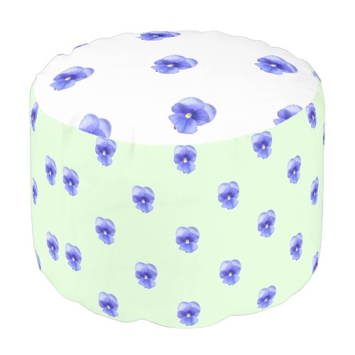 Blue Pansy on Mint _ Pouf