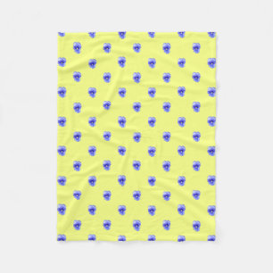 Blue Pansy on Yellow - Fleece Blanket