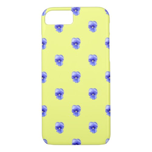 Blue Pansy on Yellow _ Phone Case