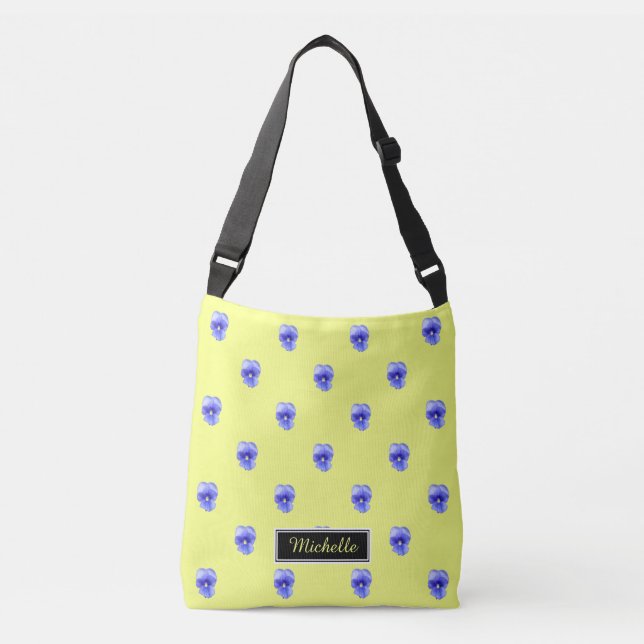 Blue Pansy Personalized Tote (Front)