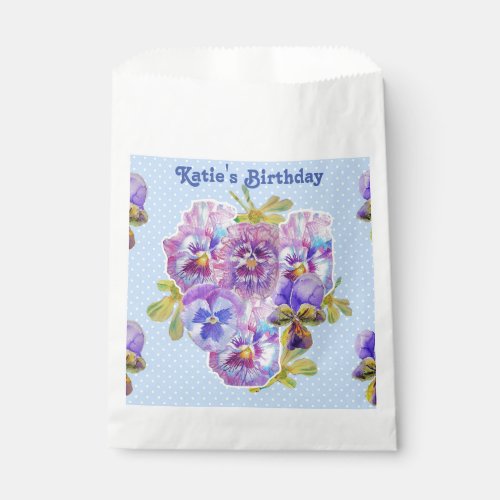 Blue Pansy spot Flowers floral Party Favor Bags