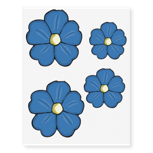 Blue pansy temporary tattoos (Front)