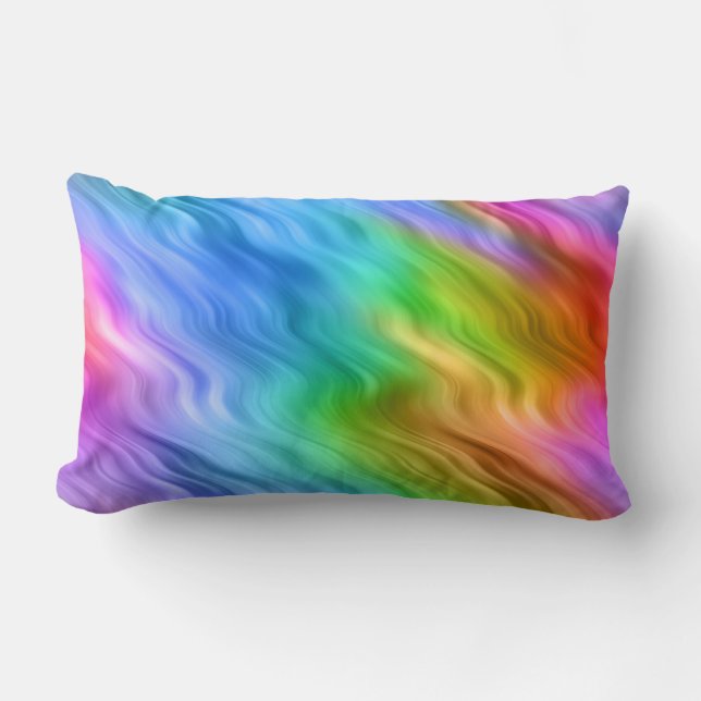 Blue Pansy Wavy Texture Lumbar Pillow (Front)