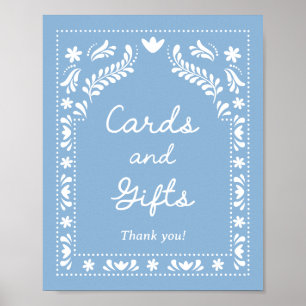 Blue Papel Picado Cards and Gifts Sign 