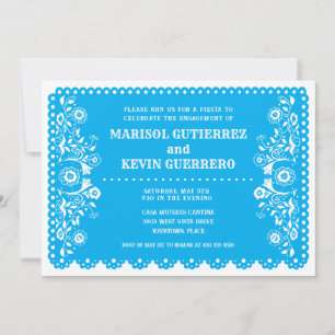 Blue Papel Picado Cinco de Mayo Engagement Party Invitation