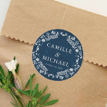 Blue Papel Picado Wedding Favor Classic Round Sticker<br><div class="desc">Complete your favors with this Blue Papel Picado Wedding Sticker! With traditional designs and rich blue tones,  it’s the perfect elegant touch for your special day. Cava Party Design</div>