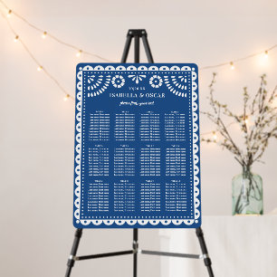Blue Papel Picado Wedding Reception Seating Sign