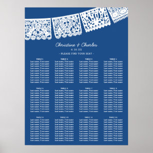 Blue Papel Picado Wedding Seating Chart