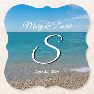 Blue Paradise Wedding Paper Coasters