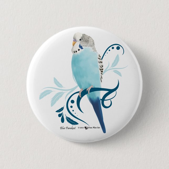 Blue Parakeet Button (Front)