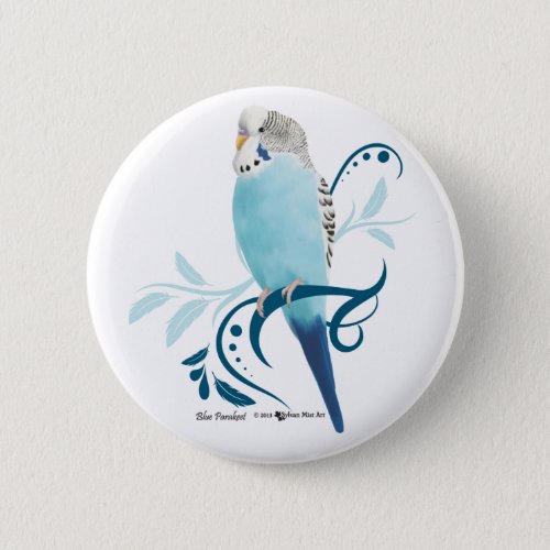 Blue Parakeet Button