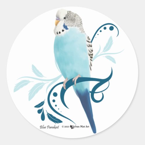 Blue Parakeet Classic Round Sticker