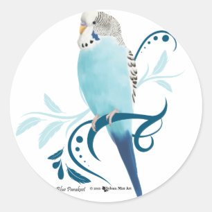 Blue Parakeet Classic Round Sticker