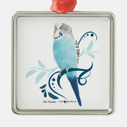 Blue Parakeet Metal Ornament