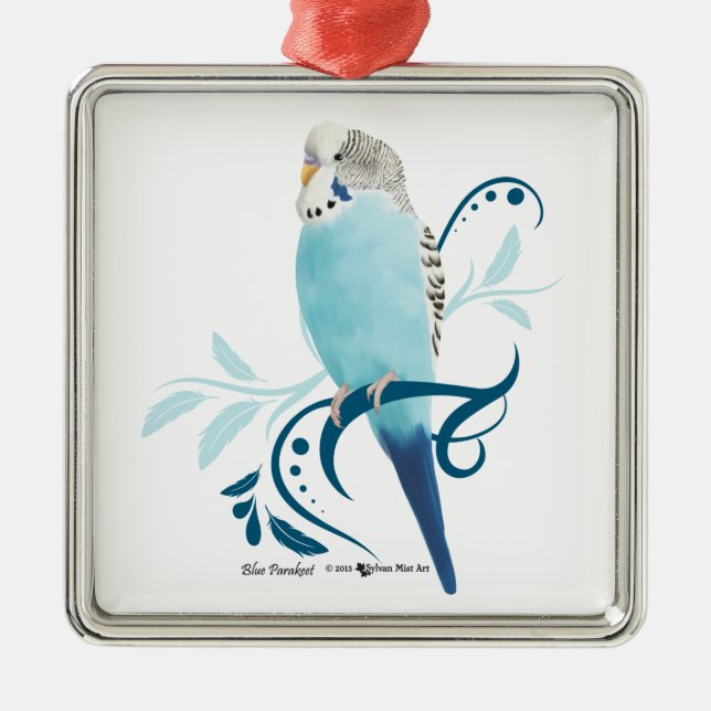 Blue Parakeet Metal Ornament (Front)