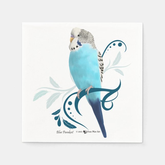 Blue Parakeet Napkins (Front)