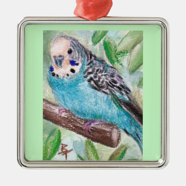 Blue Parakeet Ornament (Front)