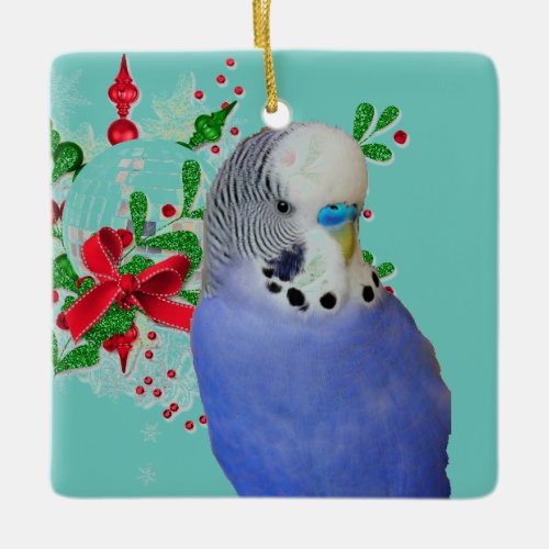 Blue Parakeet Ornament for the holidays
