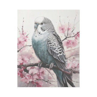 Blue Parakeet Perched on a Branch Gallery Wrap
