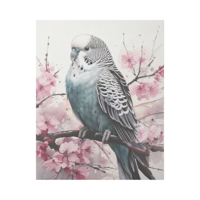 Blue Parakeet Perched on a Branch Gallery Wrap (Front)