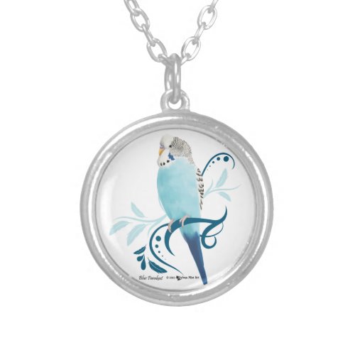 Blue Parakeet Silver Plated Necklace