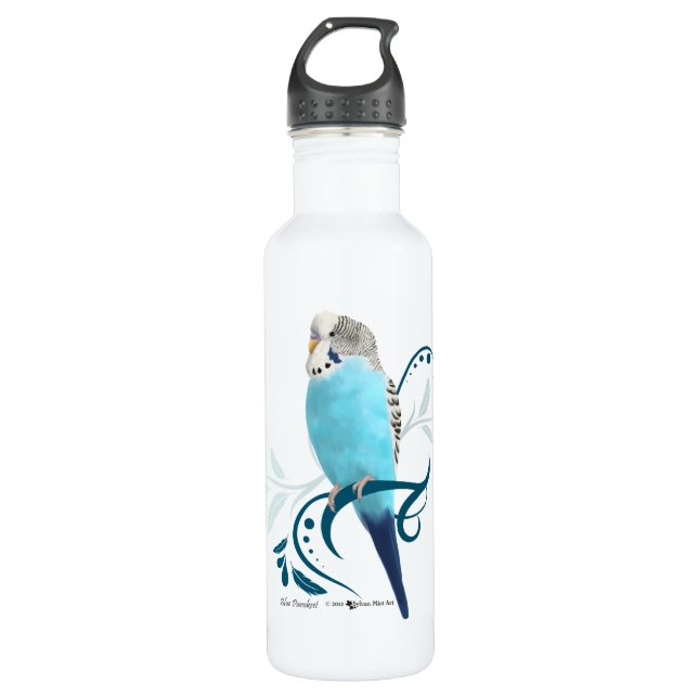 Blue Parakeet Water Bottle (Front)