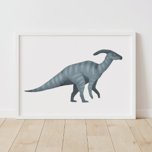 Blue Parasaurolophus Dinosaur Poster