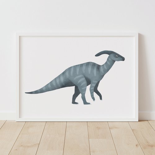 Blue Parasaurolophus Dinosaur Poster