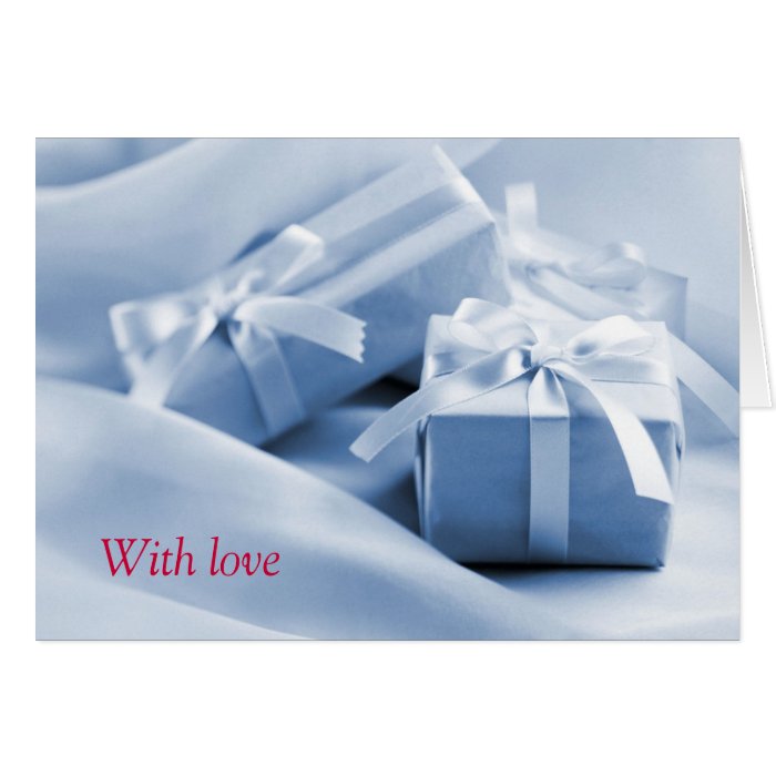 Blue parcels, Tied with blue ribbons Greeting Card