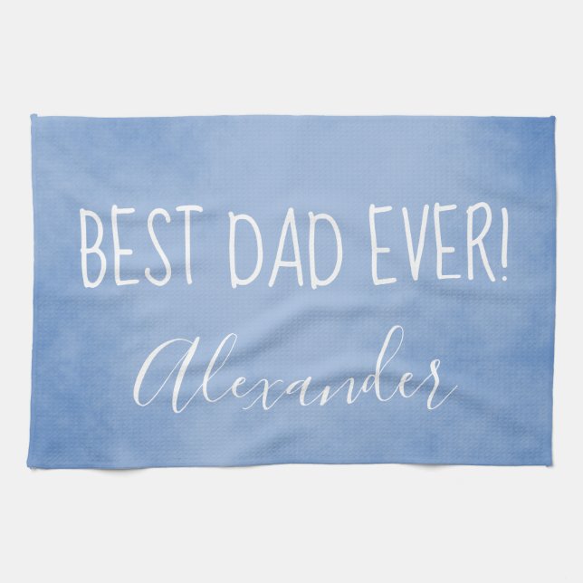 Blue Parchment Best Dad Ever Kitchen Towel (Horizontal)