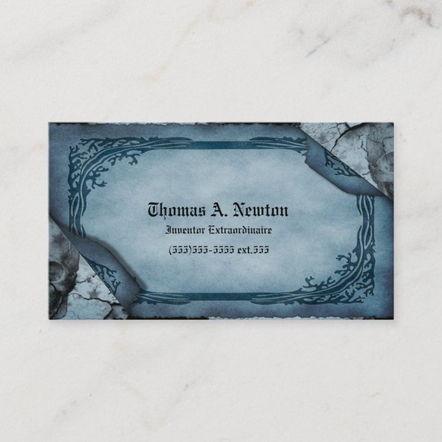 Blue Parchment Calling Card Gothic Business Card (Front)