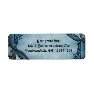 Blue Parchment Scroll Gothic Return Address  Label