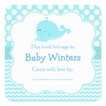 Blue Parent & Child Whale Bookplate