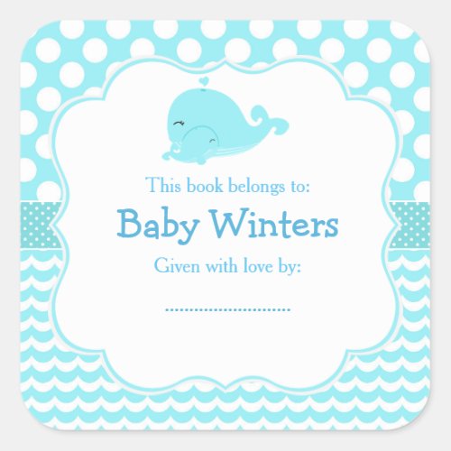 Blue Parent  Child Whale Bookplate