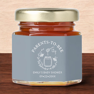 Blue Parents to Bee Floral Wreath Baby Shower Honey Jar Favors