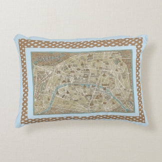 Blue PARIS MAP Topiary Accent Pillow