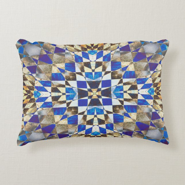 Blue Parquet Accent Pillow (Front)
