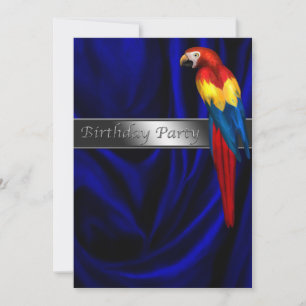 Blue Parrot Any Number Birthday Party Invitation