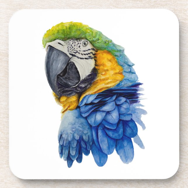 Blue parrot coaster (Front)