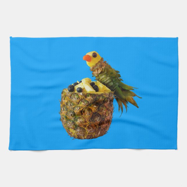 Blue parrot kitchen towel. kitchen towel (Horizontal)