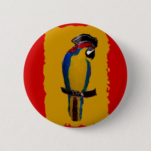 Blue Parrot Pinback Button (Front)