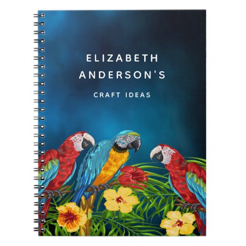 Blue parrots crafts name notebook