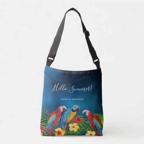 Blue parrots summer crossbody bag