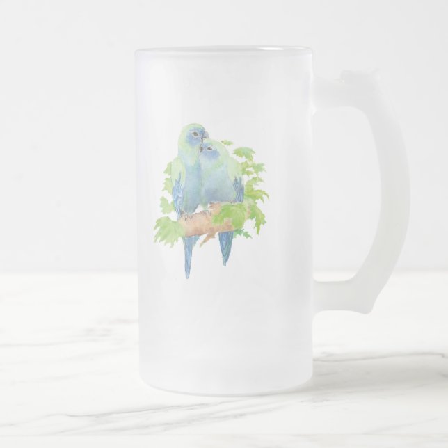 Blue Parrots Tropical Glass stein (Right)