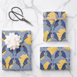 Blue Parrots Wrapping Paper Sheets