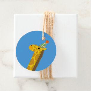 Blue Party Animal Giraffe Birthday Party Favor Tags